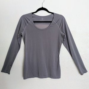 Cozy Orange Gray Long Sleeve Yoga Workout Tee